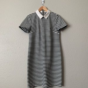 Tommy Hilfiger black white striped mini collar dress 8